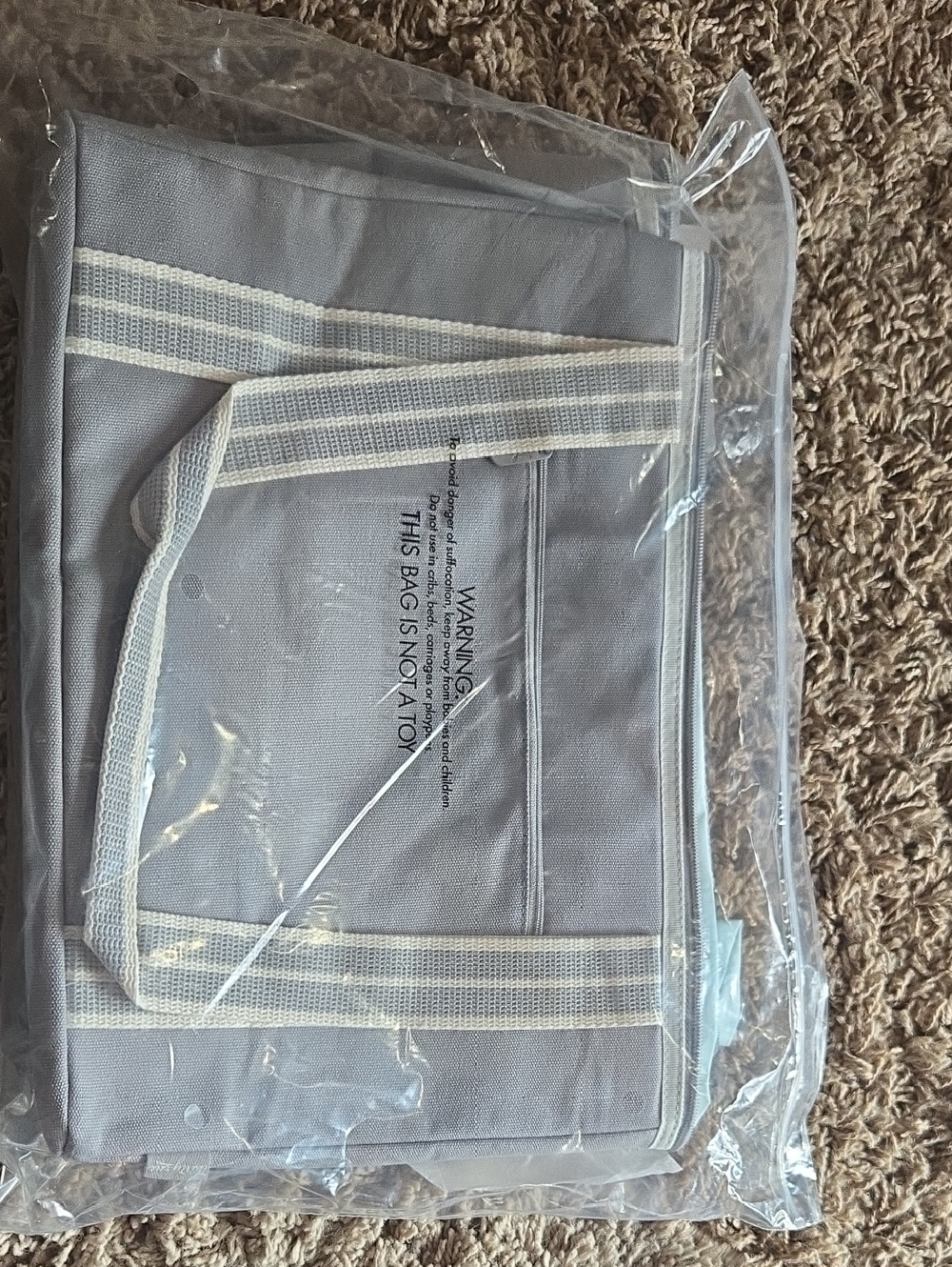 thirty-one Light Gray Thermal Tote with Beige Trim NWT